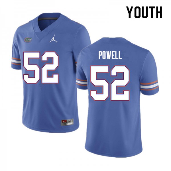 Youth #52 Antwuan Powell Florida Gators College Football Jersey Blue